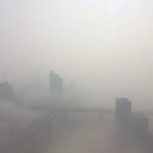A cityscape shrouded in smog, illustrating the impact of air pollution on human health