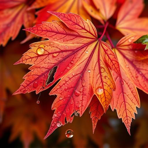 Close-up of damaged maple leaves due to acid rain