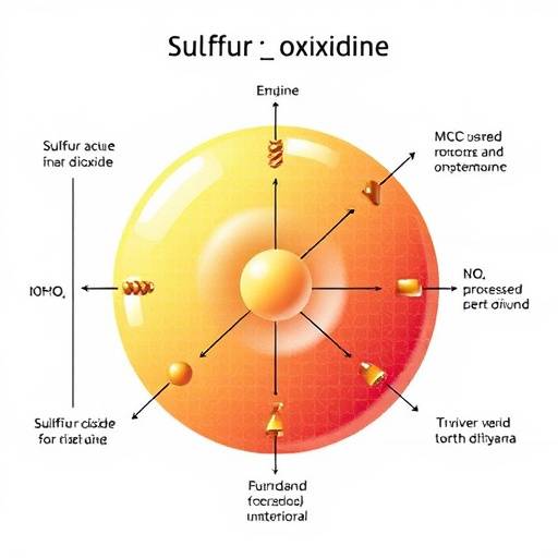 Diagram illustrating the oxidation of sulfur dioxide to sulfur trioxide