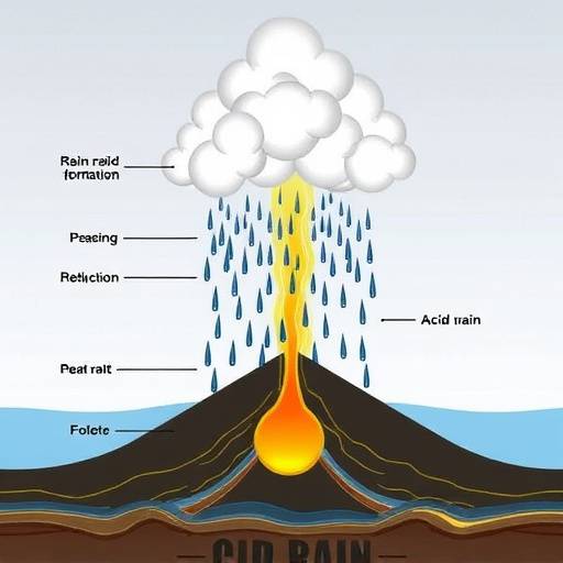 Diagram illustrating the process of acid rain formation