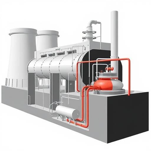Diagram of a Flue Gas Desulfurization (FGD) system in a power plant, showing the process of removing sulfur dioxide from exhaust gases.