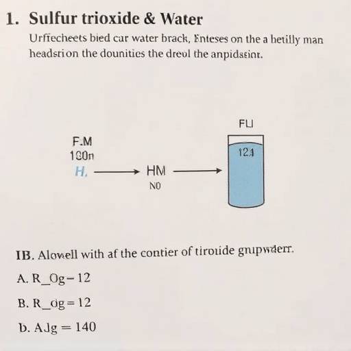 Diagram showing the reaction of sulfur trioxide with water to form sulfuric acid